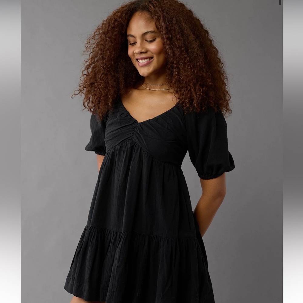AE Ruched Puff Sleeve Mini Dress